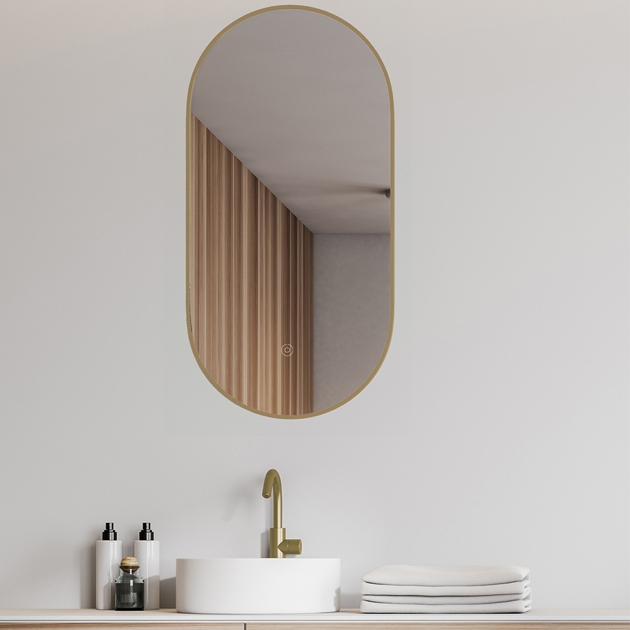 Wiesbaden Spiegel Nomi Ovaal 50x100cm - Led Messing